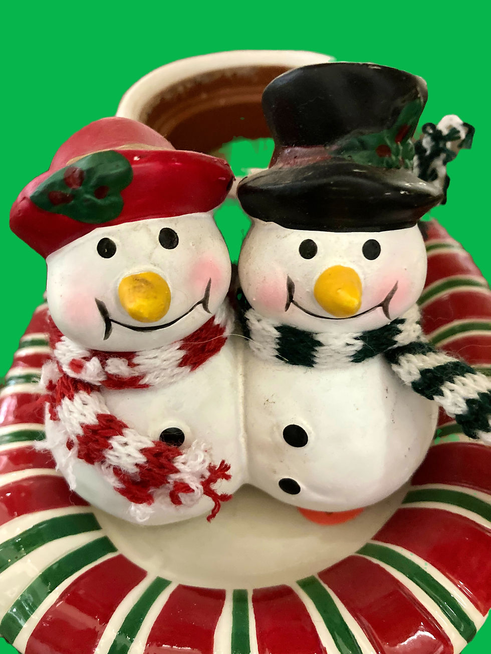 Festive snow people ceramic holiday decoration