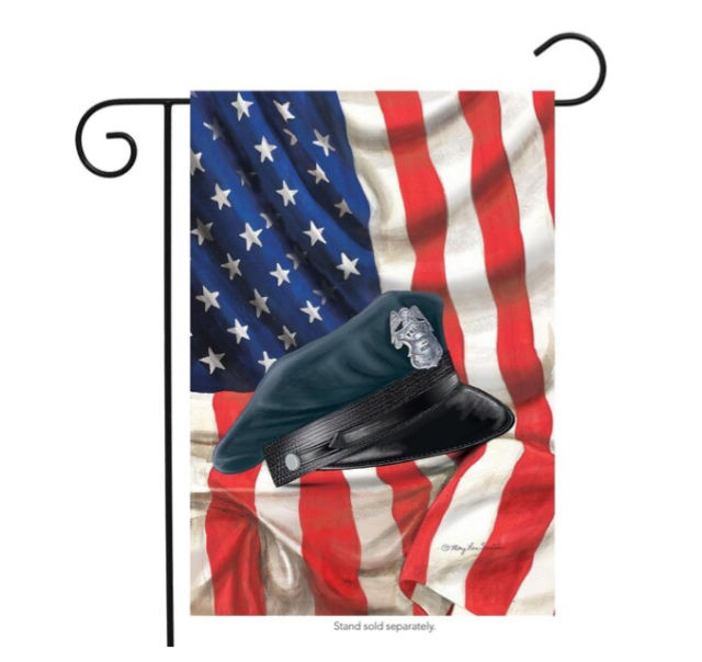 Police hat American flag premium garden flag