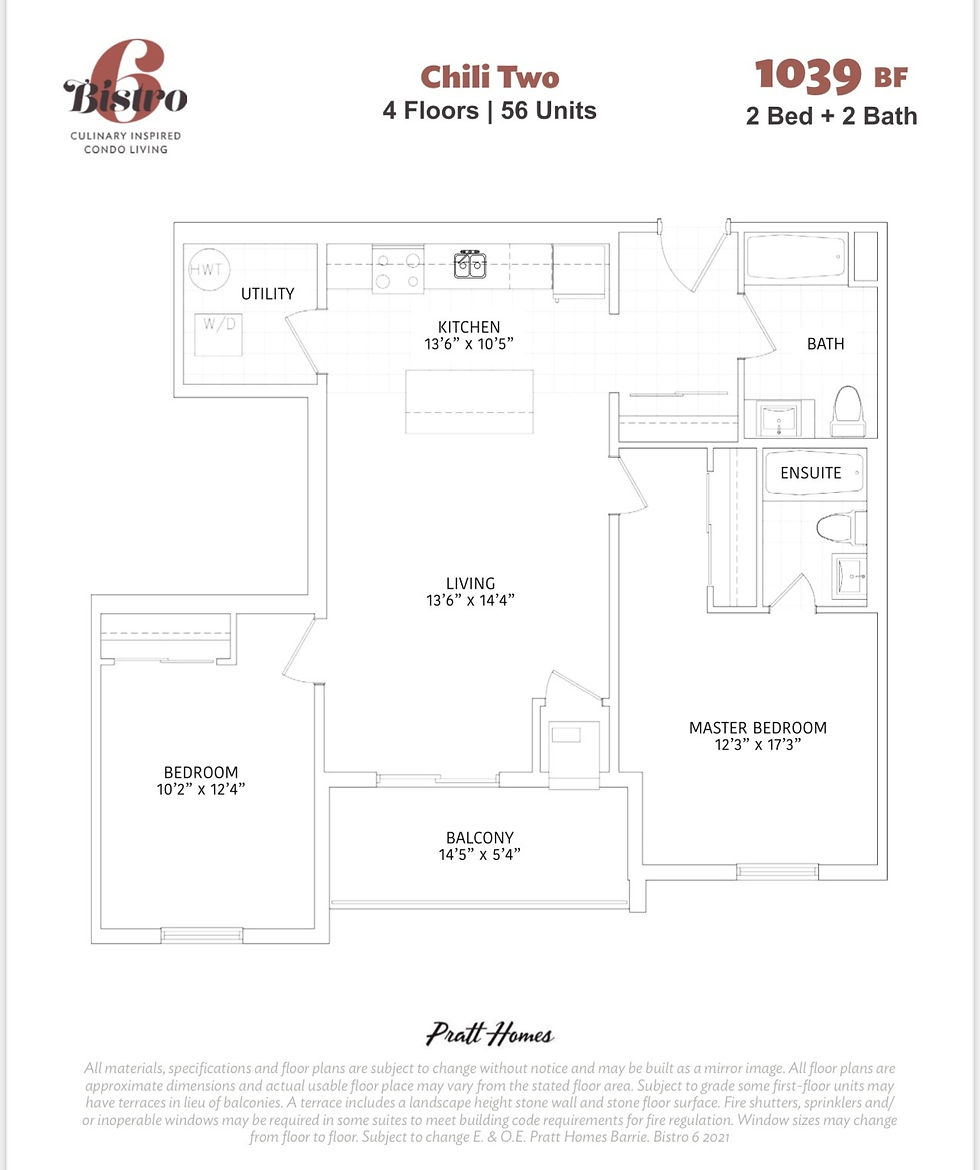 1039 sq ft _2 Bed 2 Bath