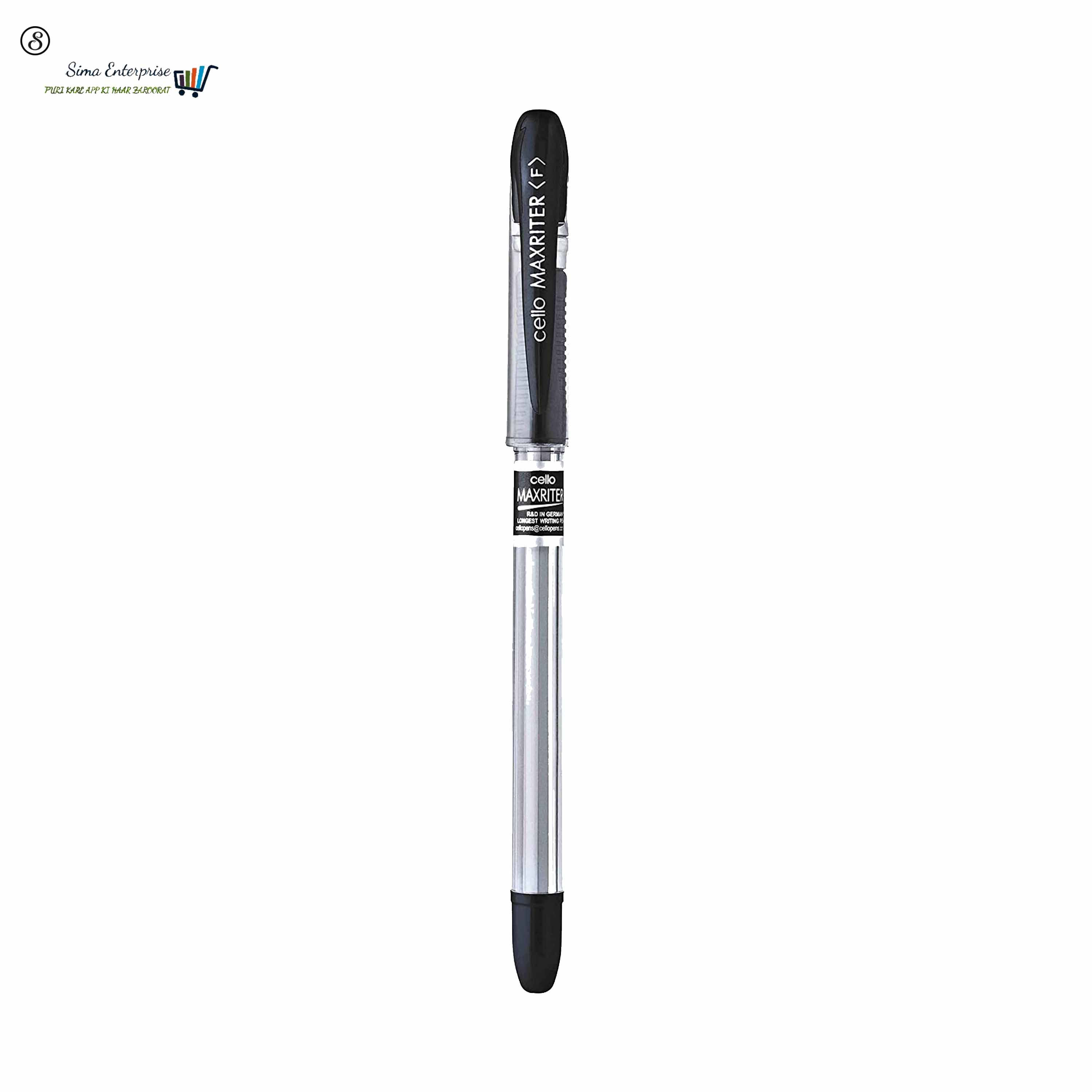Cello 0.6 Maxriter Ball Pen - Black Ink (Pack of 10 and 25, Smooth Writing)