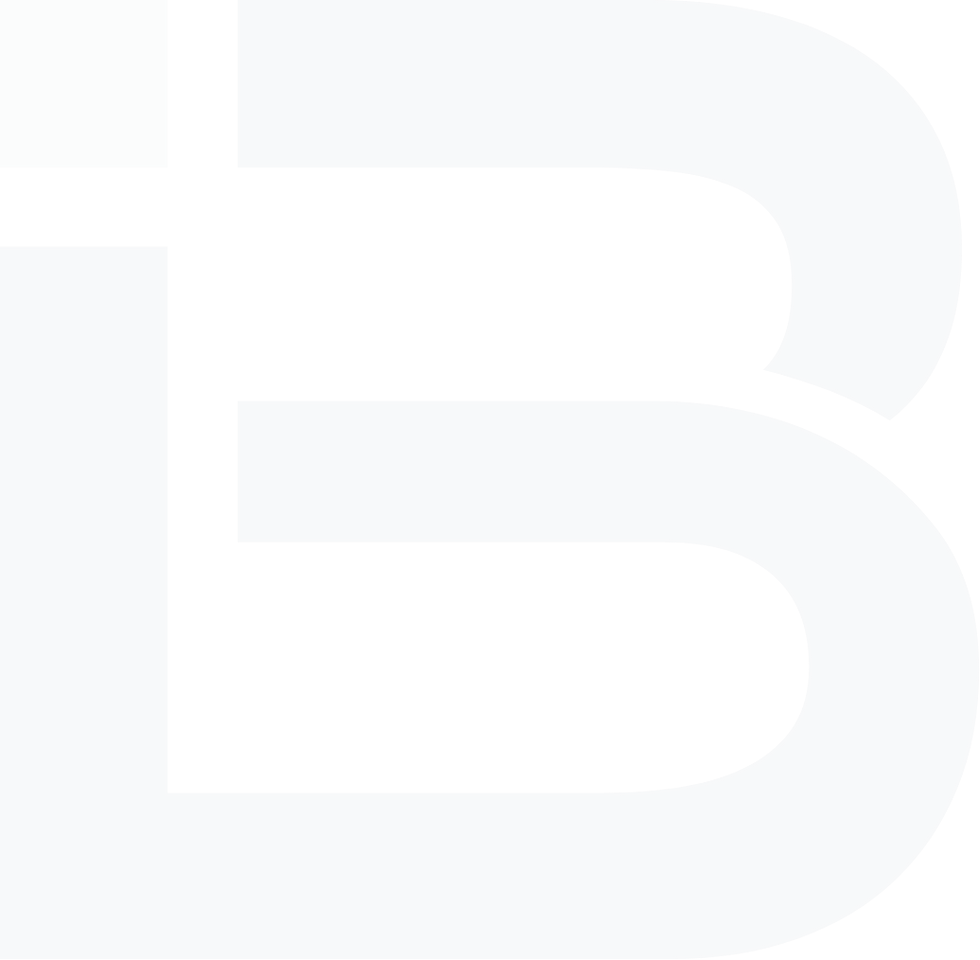Black stylized letter B logo.