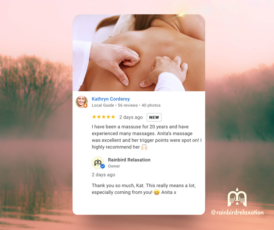 5-star client feedback for Rainbird Relaxation in Wales
