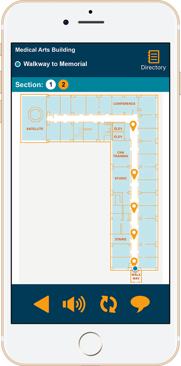 iPhone 7 Mockup of AWARE app blue dot experience