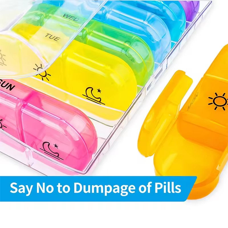 Miniatura: Weekly 7 Days Pill Organizer Portable Medicine Tablet Organizer Storage Boxes Fi