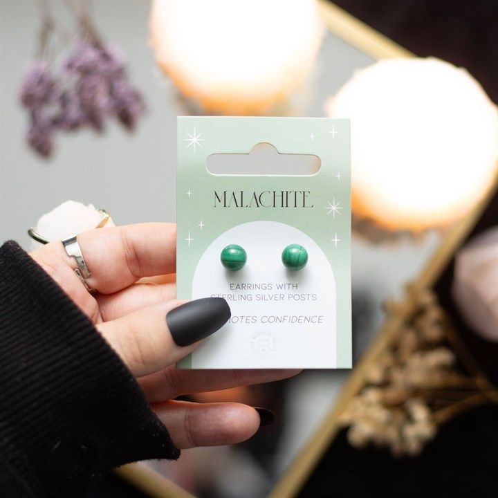 Thumbnail: Malachite Semi Precious Crystal Earrings
