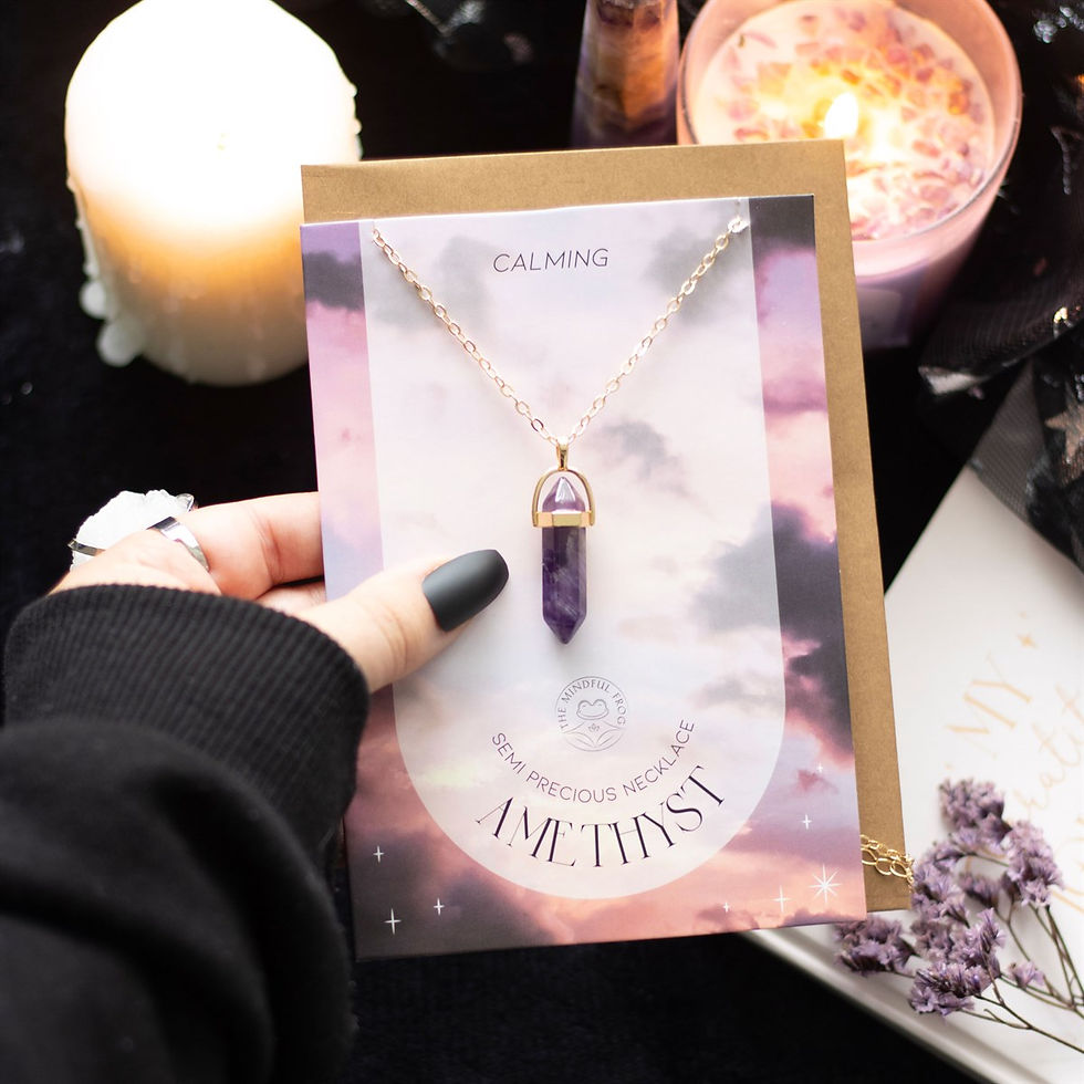 Thumbnail: AMETHYST CRYSTAL NECKLACE CARD 3 Varieties