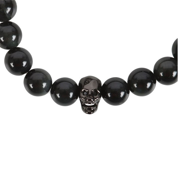 Thumbnail: BLACK OBSIDIAN SKULL BRACELET