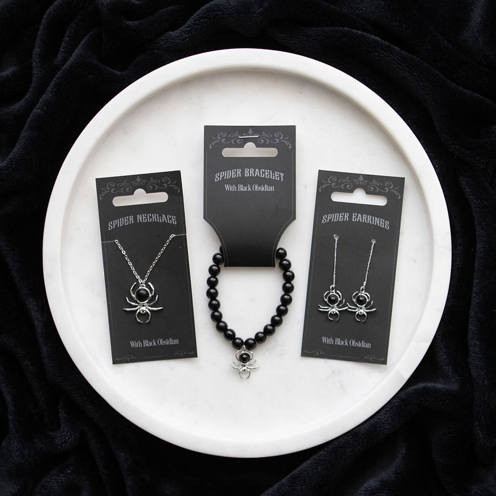 Thumbnail: BLACK OBSIDIAN SPIDER THREADER EARRINGS