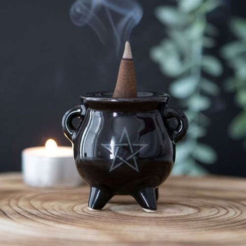 Thumbnail: Pentagram Cauldron Ceramic Incense Holder

