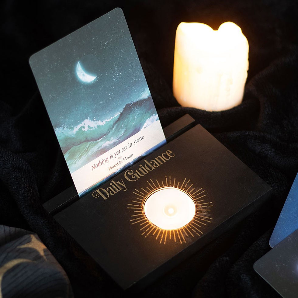 Thumbnail: BLACK DAILY GUIDANCE TAROT CARD STAND TEALIGHT HOLDER