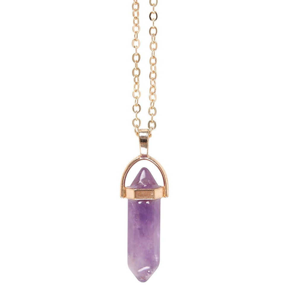Thumbnail: AMETHYST CRYSTAL NECKLACE CARD 3 Varieties
