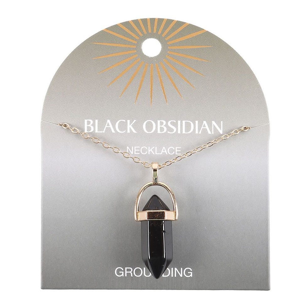 Black Obsidian Crystal Pendant Necklace