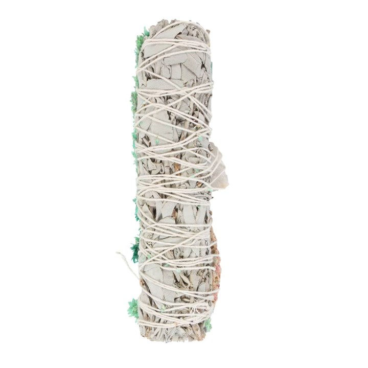 Thumbnail: 6IN RITUAL WAND SMUDGE STICK WITH WHITE SAGE, ABALONE, AND QUARTZ