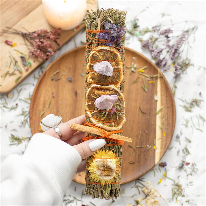 Thumbnail: 9IN RITUAL WAND SMUDGE STICK WITH ROSEMARY, LAVENDER, AND ORANGE