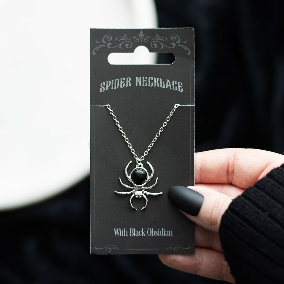 Thumbnail: BLACK OBSIDIAN SPIDER PENDANT NECKLACE