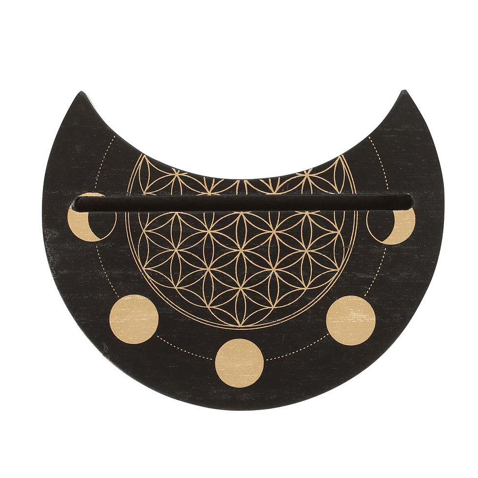 Thumbnail: Black Flower of Life Crescent Moon Tarot Card Stand