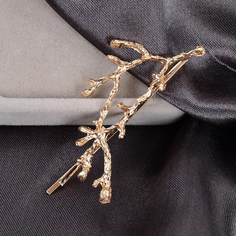 Vintage look tree branch hair clip- shiny gold