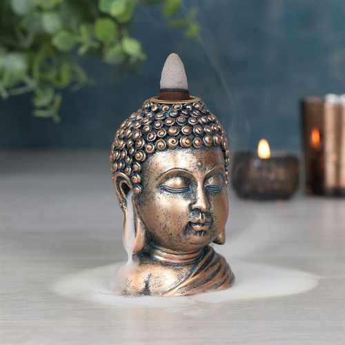 Thumbnail: Bronze Buddha Head Backflow Incense Burner