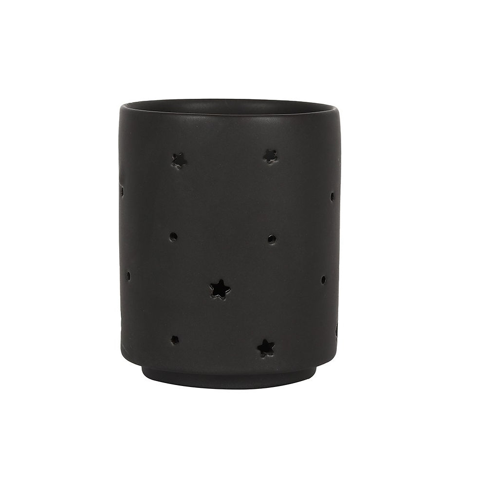 SMALL BLACK TRIPLE MOON CUT OUT TEALIGHT HOLDER