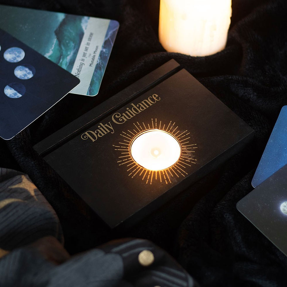 Thumbnail: BLACK DAILY GUIDANCE TAROT CARD STAND TEALIGHT HOLDER