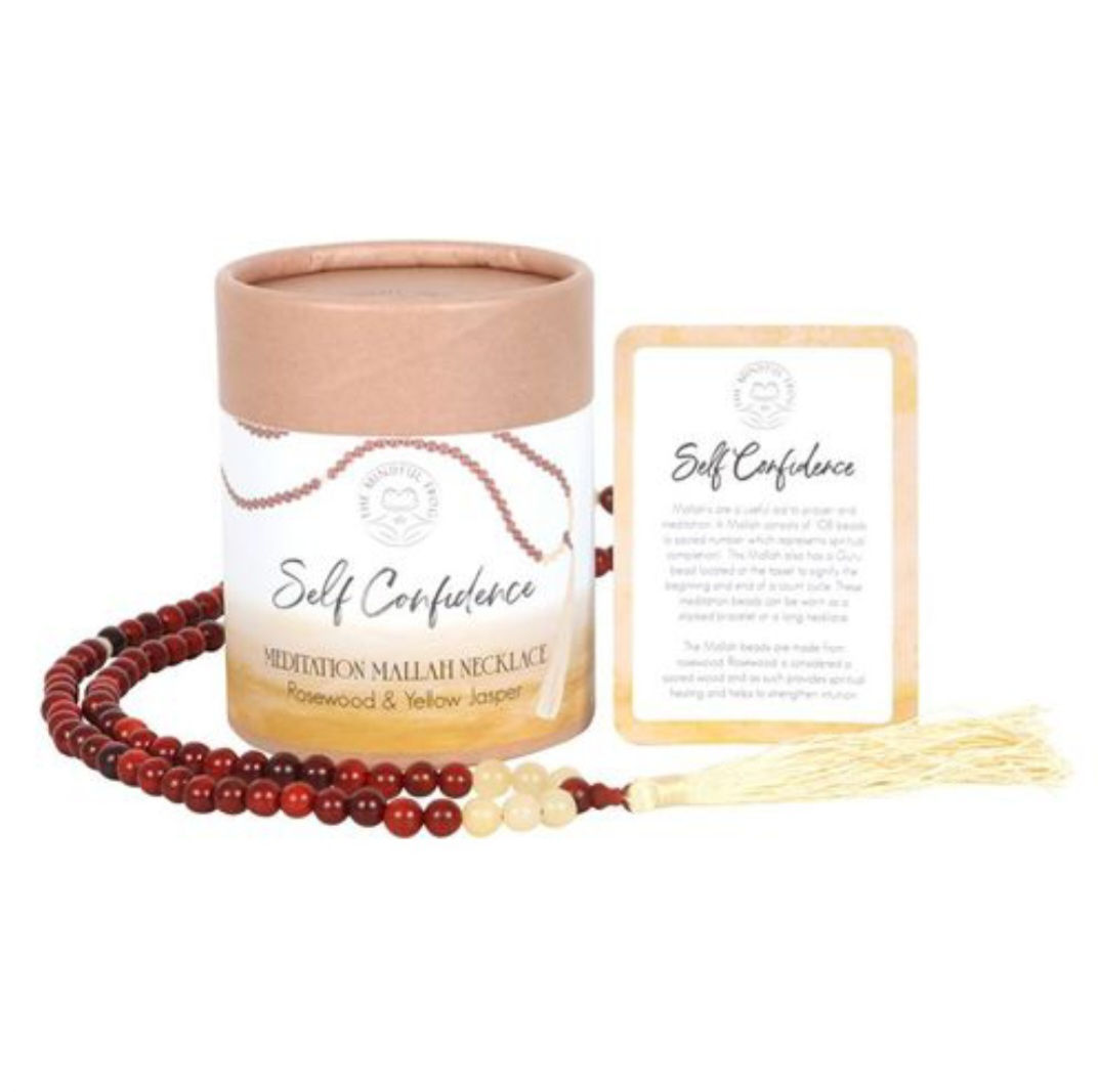 Self Confidence Rosewood & Yellow Jasper Mallah Necklace