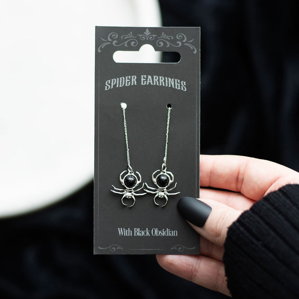 Thumbnail: BLACK OBSIDIAN SPIDER THREADER EARRINGS