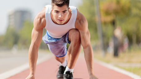 An athlete focusing his mind before the start of a training race