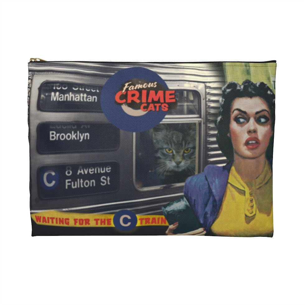 Thumbnail: Famous Crime Cats - Waiting For The C-Train, Large Accessory Pouch
