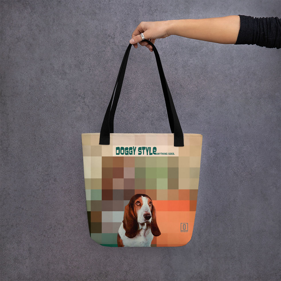 Thumbnail: BASSET HOUND DOG Tote Bag, Doggy Style - Anything goes. Heartbreak Hotel.