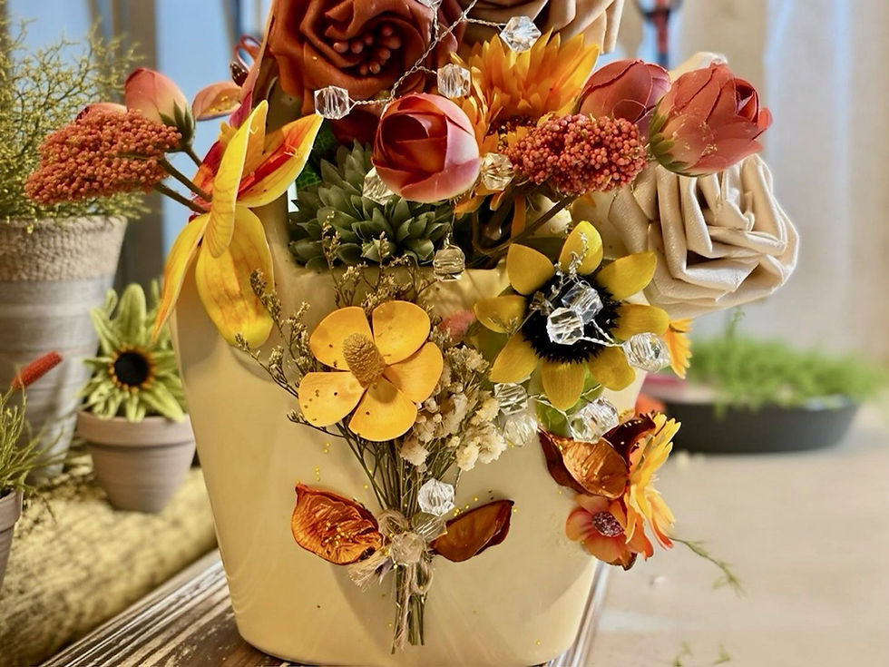 Thumbnail: Garden Ceramic Vase Purse, Customized Silk Floral Decor