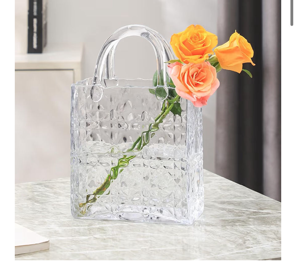 Thumbnail: The Etched Tote Purse of Glass & Light, Customized Faux Silk Floral Arrangement