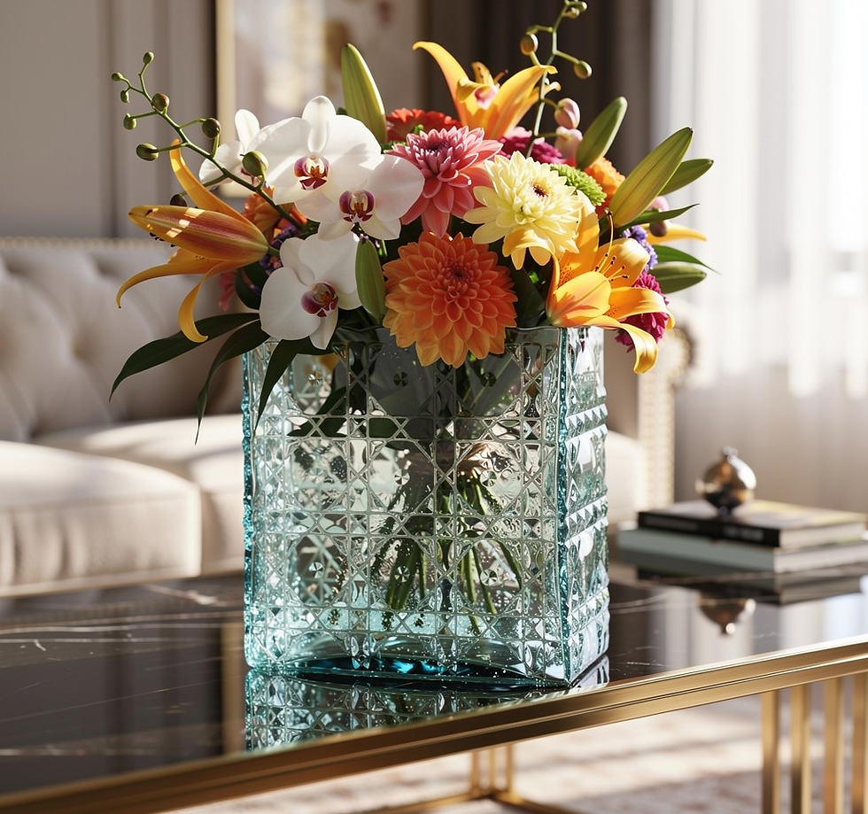 Thumbnail: The Etched Tote Purse of Glass & Light, Customized Faux Silk Floral Arrangement