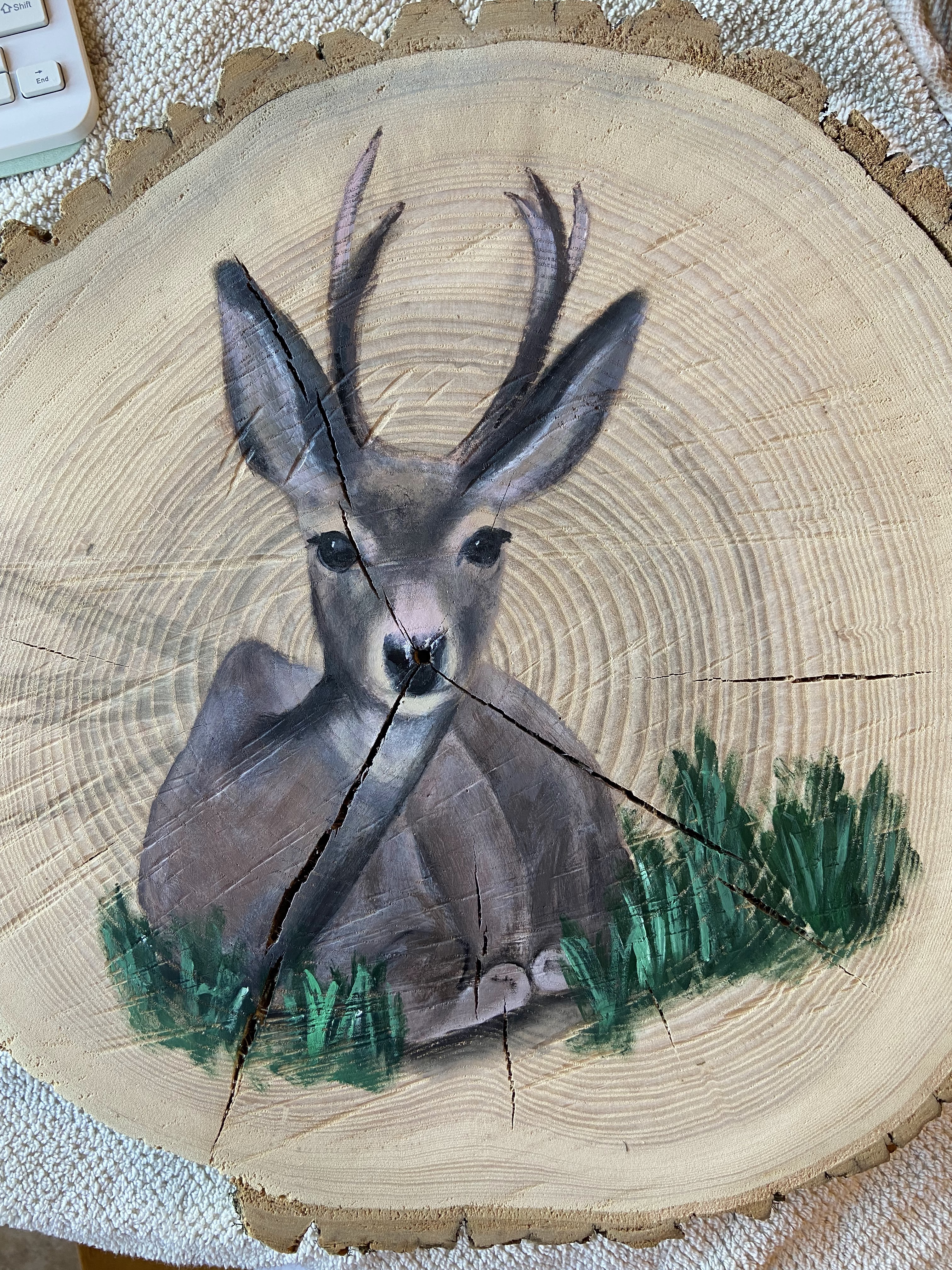 wood painting art deer acrylic. 