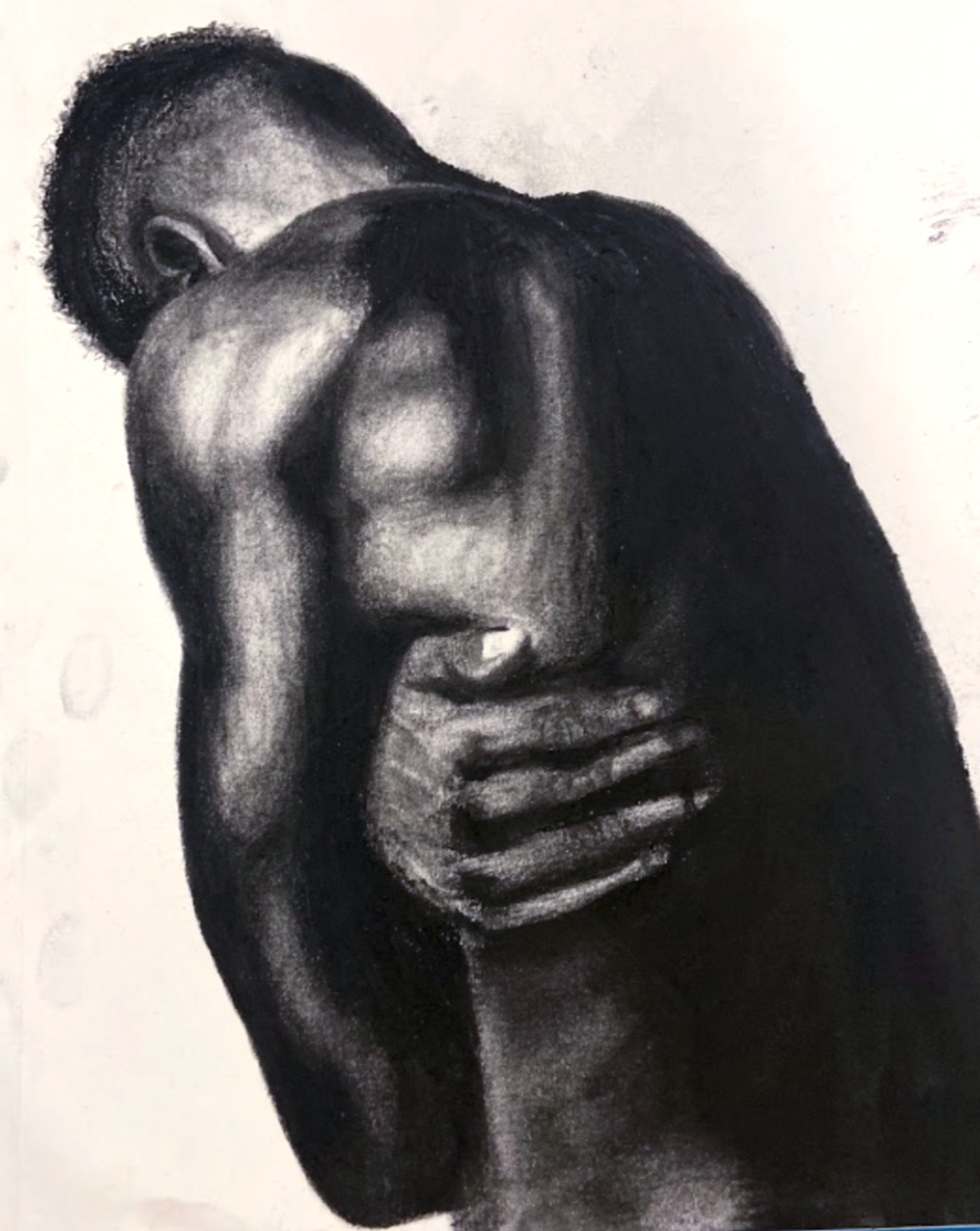 Charcoal drawing man muscles 