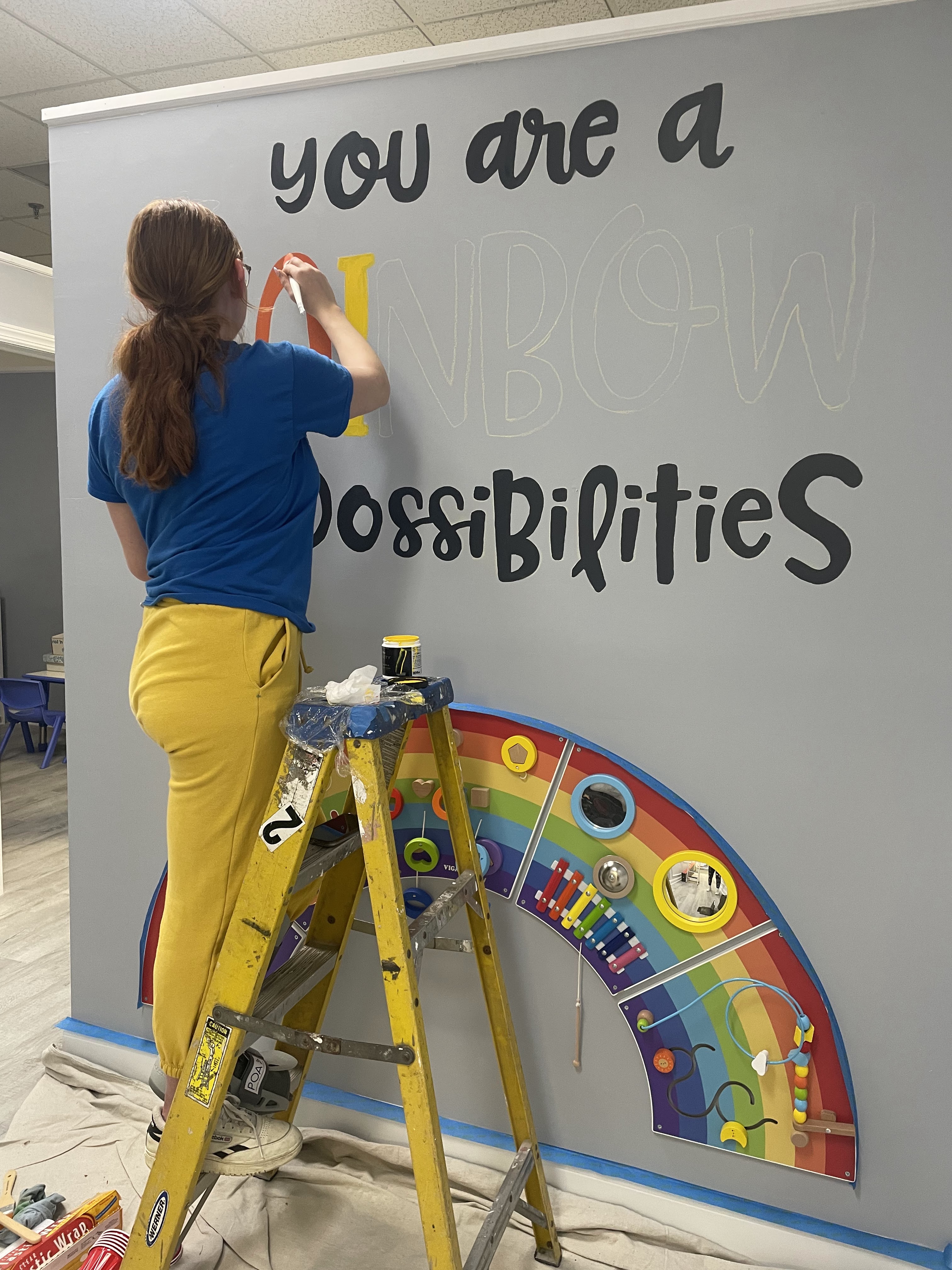 art painting rainbow mural wall
