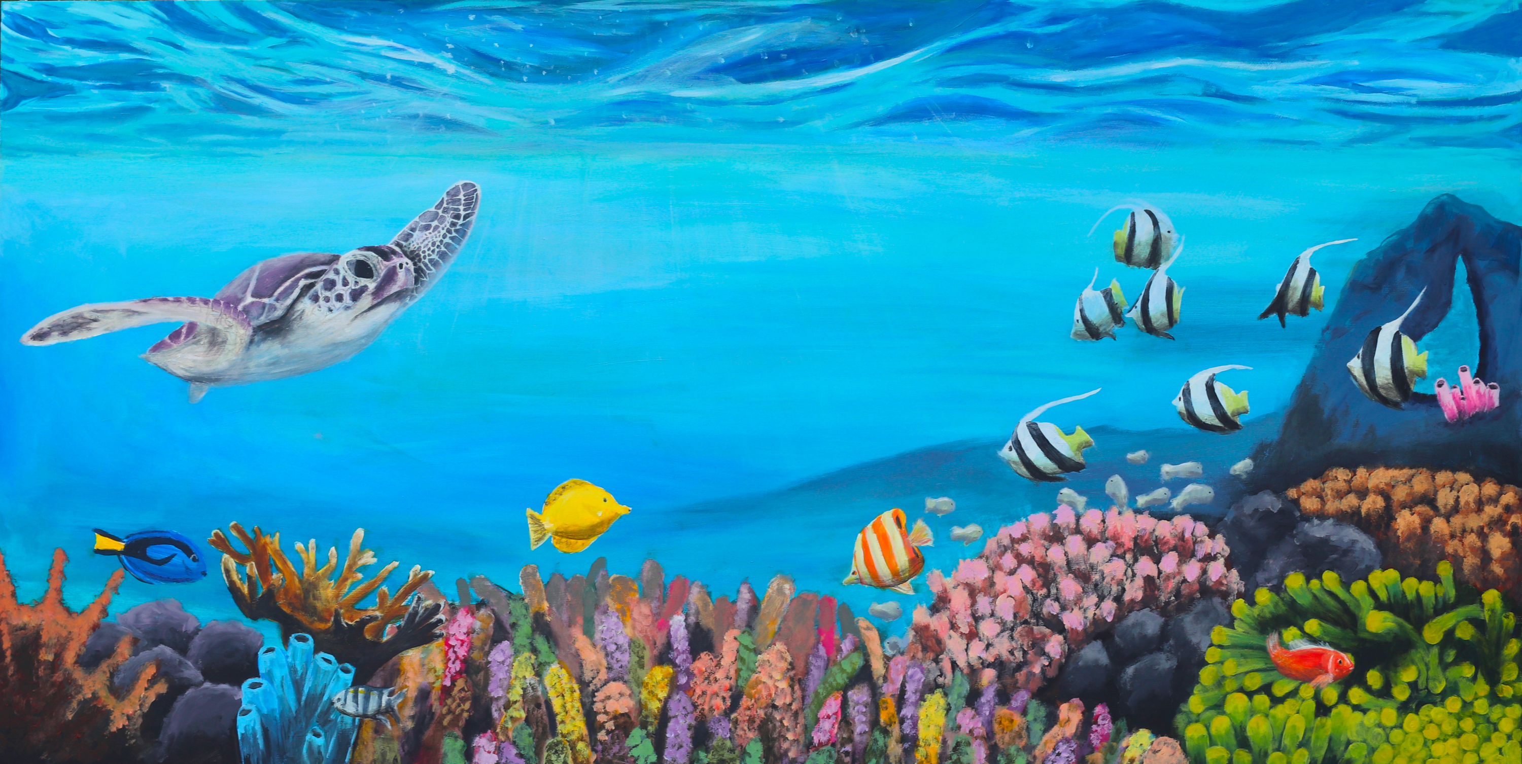 acrylic painting turtle under the sea art painting