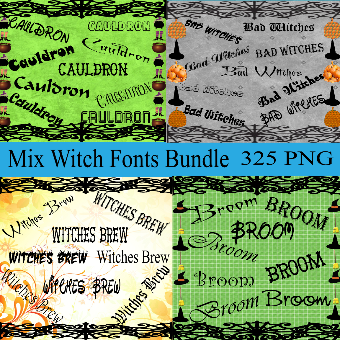 Mix Witch Font Bundle Digital Clipart