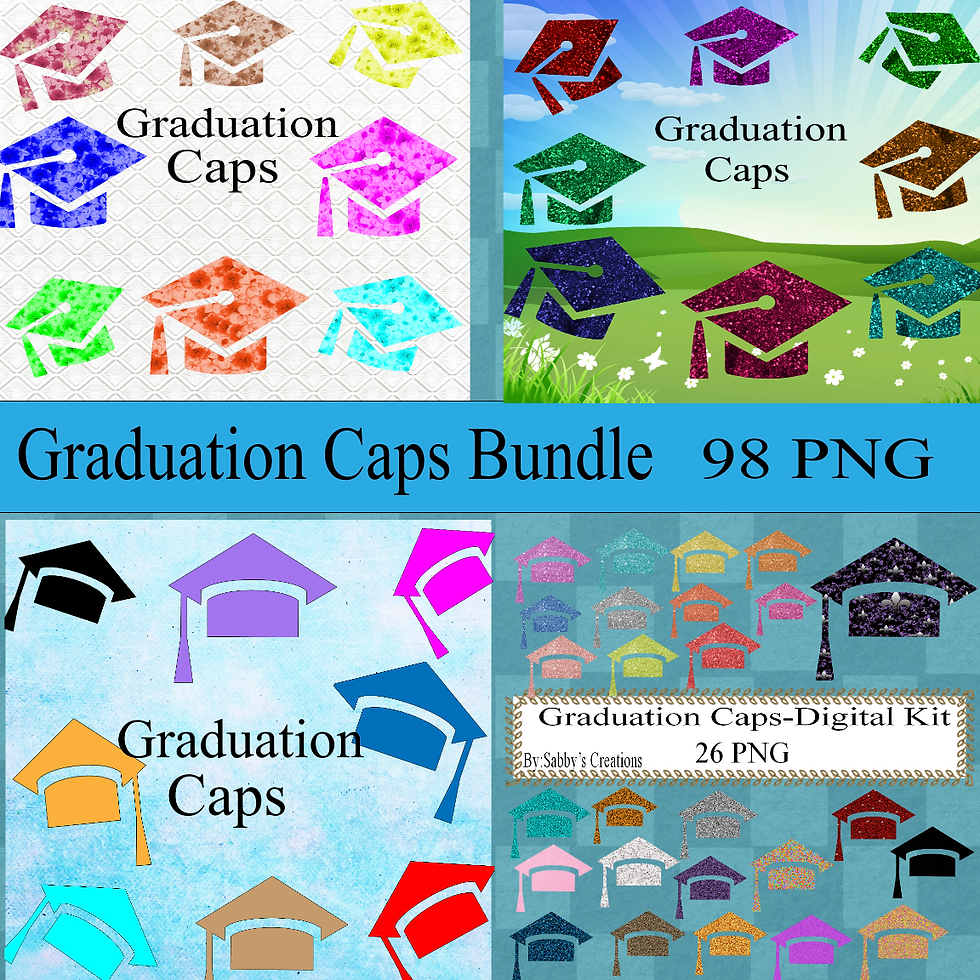 Graduation Cap Bundle Digital Clipart