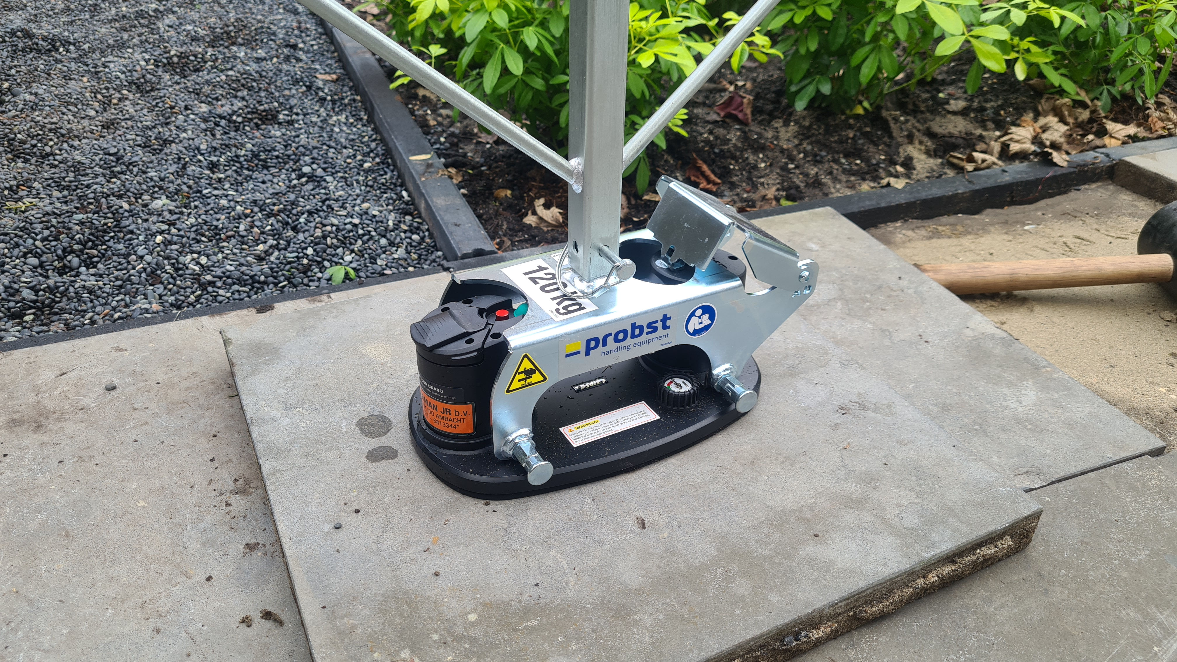 Tegelzuignap ACCU(2x) met draag beugel en dubbel handvat draagbeugel