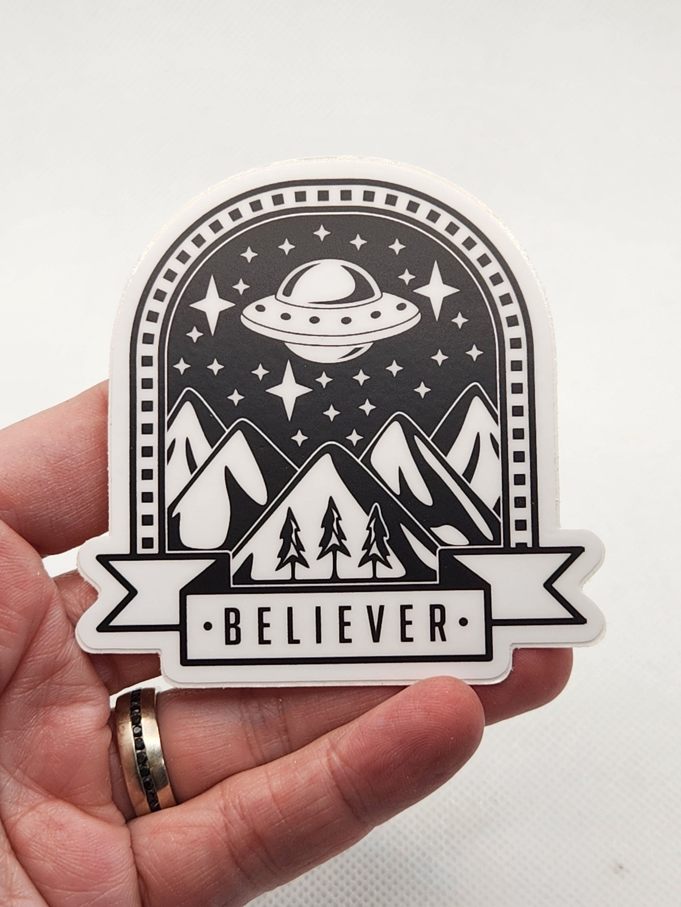 Vinyl Sticker - UFO Alien Believer -waterproof