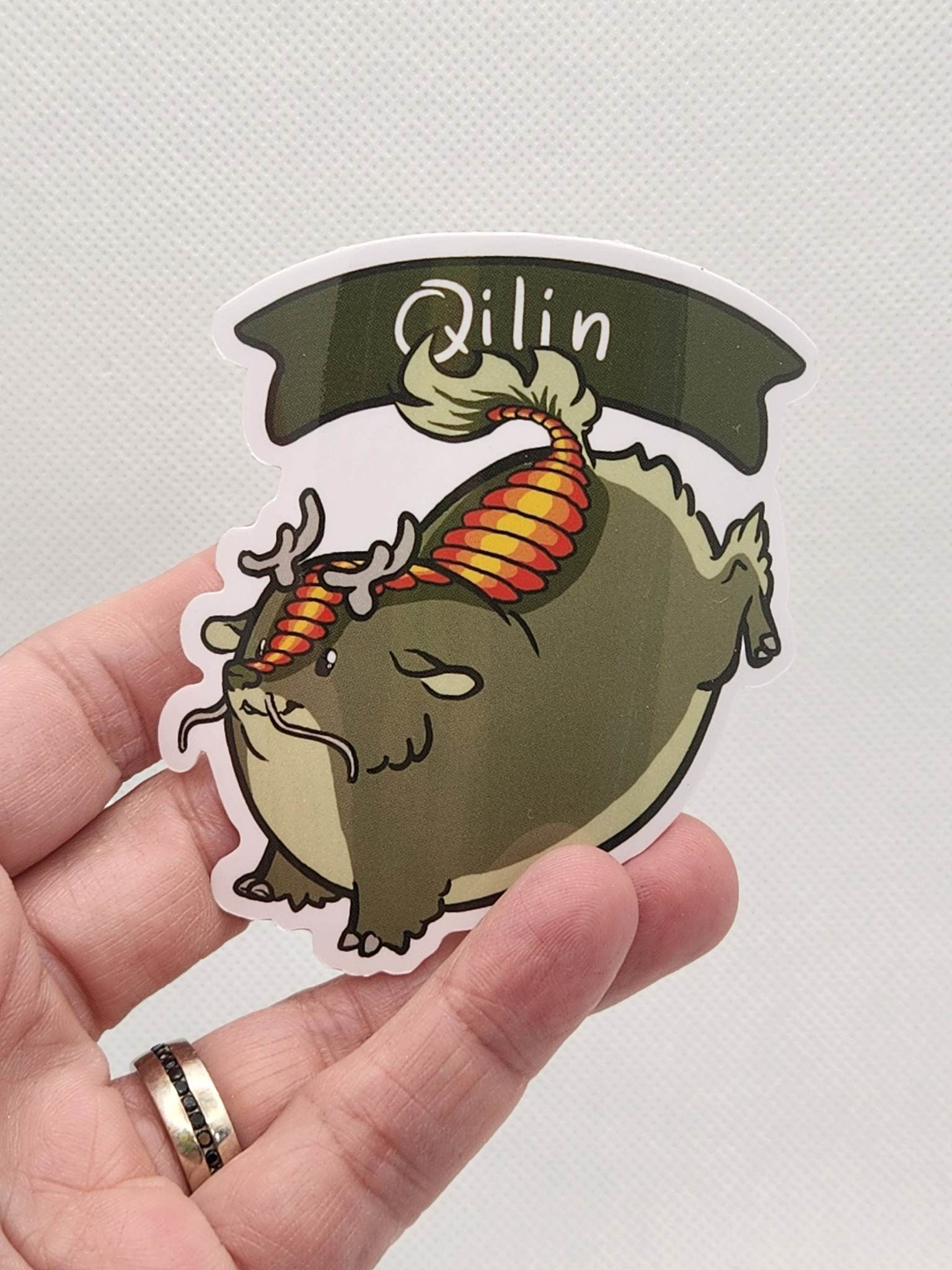 Vinyl Sticker - Cryptid Qilin Bean Monsters - 3" waterproof