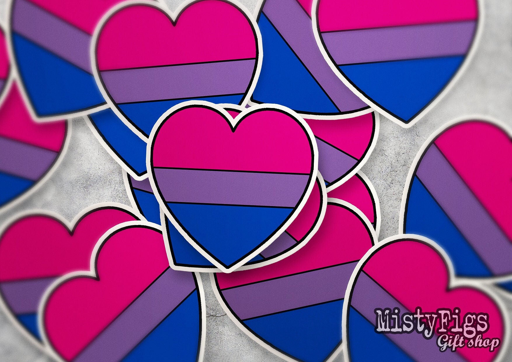 Vinyl Sticker - Bisexual flag heart -waterproof