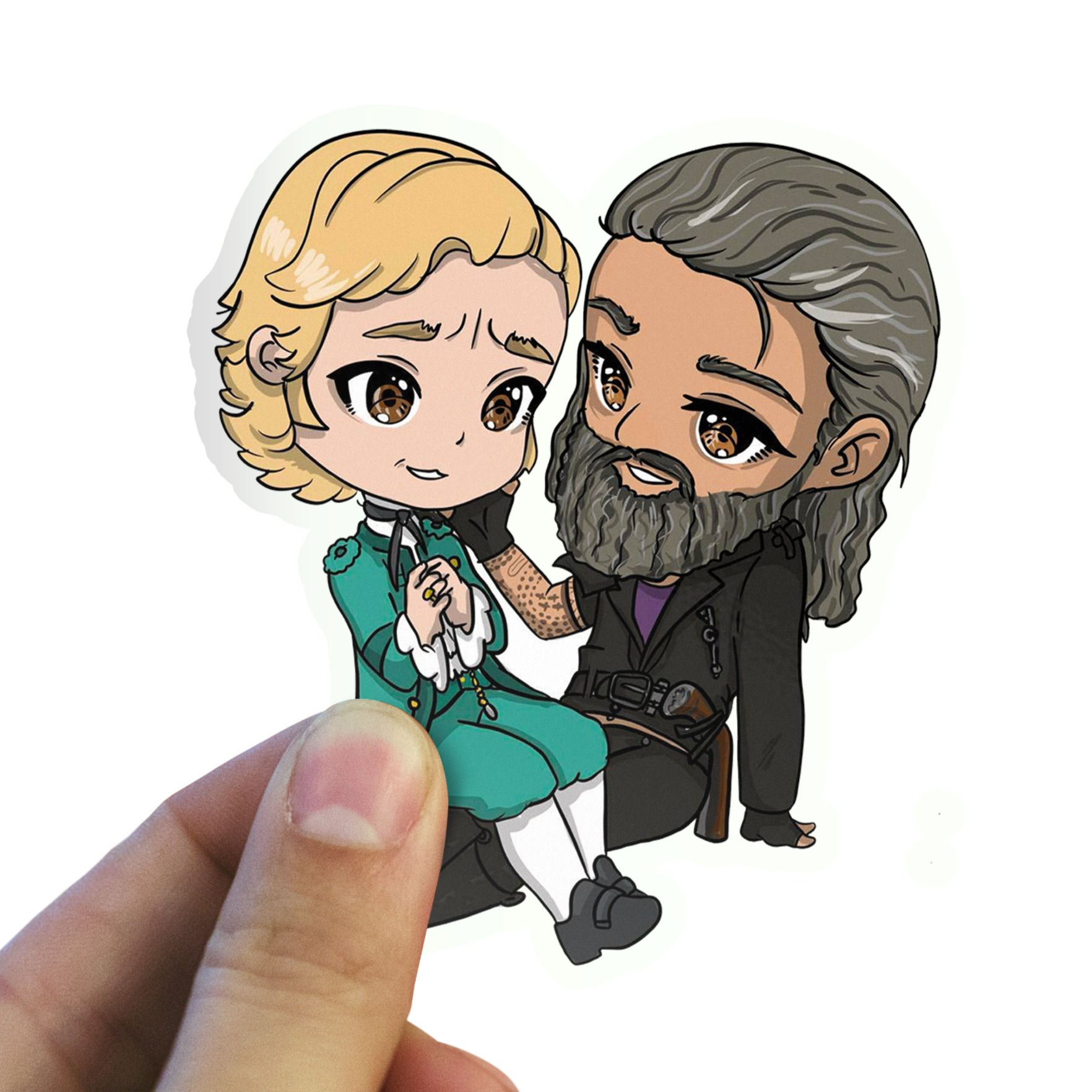 Blackbeard and Stede Chibi OFMD Pirate - 3" Waterproof Vinyl Stick