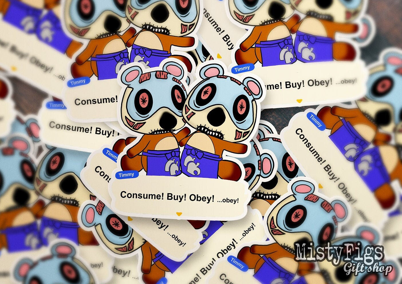 Vinyl Sticker - Animal Crossing Timmy and Tommy THEY LIVE parody -waterproof