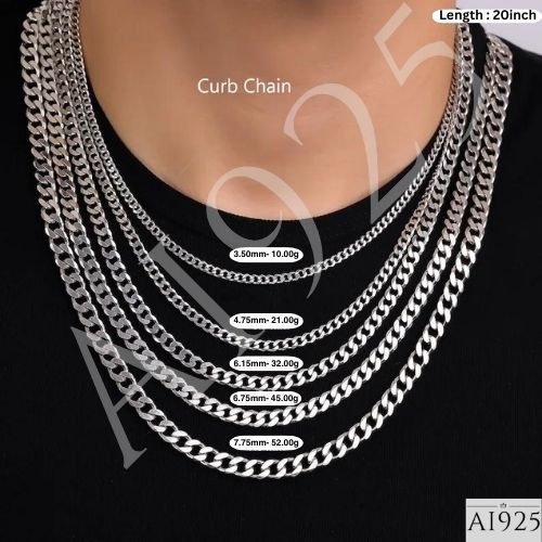 Thumbnail: 925 Sterling Silver Curb Chain