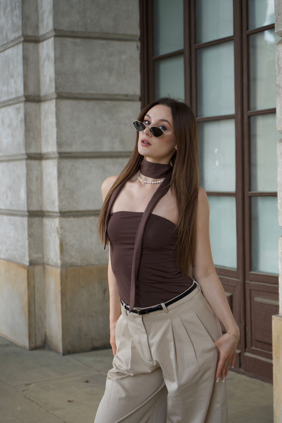 Miniatura: Top + szal Charlotte brązowy 