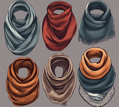 warm winter cowls and scarves on plain background.jpg