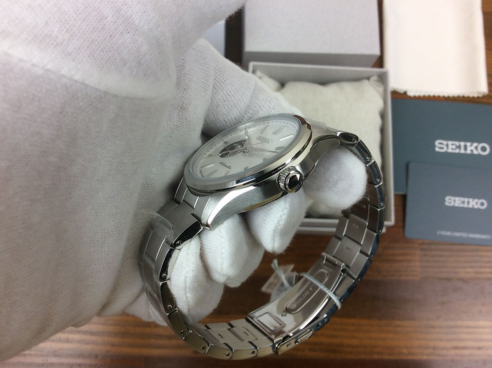 Thumbnail: Seiko HFB001J silver-white open-heart automatic watch