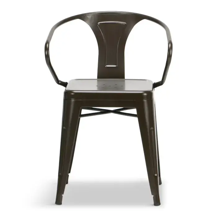 Thumbnail: Industrial Metal Stacking Chair with Arms - Brown - Closeout