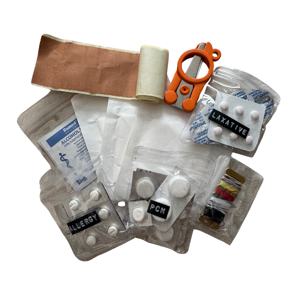 First aid kit safety on trail while hiking